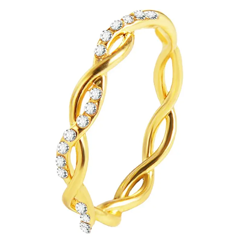 مجموعة من الماس خاتم ملتوي على الموضة للإناث طقم من الماس خاتم إصبع السبابة الهندسي الملتوي حلقة إنز