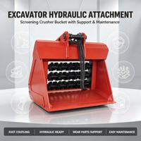 Godet de criblage et de concassage hydraulique haute performance monté sur excavatrice pour la séparation du sol et des pierres