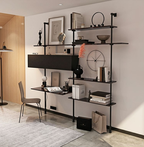 Étagère minimaliste créative italienne, présentoir mural multicouche en bois massif, étagère en fer forgé, présentoir intégré de bureau - Product Image 6
