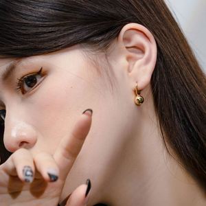 Dylam Metallic Style Luxury Women 18K Gold Plated Beaded <b>Stud</b> <b>Earring</b> Minimalist <b>Silver</b> Fashion <b>Stud</b> <b>Earring</b> - Product Image 5