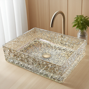 Yida hiện đại trong suốt đứng một mình bồn rửa kính cho rửa lưu vực thiết kế phòng tắm truy cập Vanity lưu vực <span class=keywords><strong>drainer</strong></span> - Product Image 2