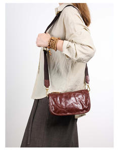 Top Grain Leather Women's Shoulder <b>Crossbody</b> Bag Causal Simple Fashion <b>Purse</b> for Ladies Genuine Leather Sling Bags - Product Image 1