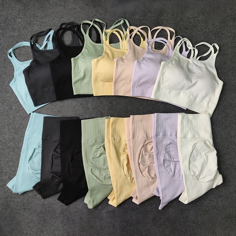 Fitness Yoga Wear Two Piece Pants Set Workout Sets Seamless Yoga Active Wear Set