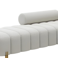Canapé-lit moderne carré en tissu Sherpa rembourré, deux places, avec pieds en métal doré, pour chambre à coucher et salon