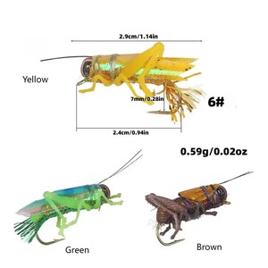 Mouches de grillon de 24 mm/0,59 g, mouches de pêche sèches, appâts insectes, leurres pour carpes, truites, muskies, matériel de montage de mouches, pêche à la mouche - Product Image 2