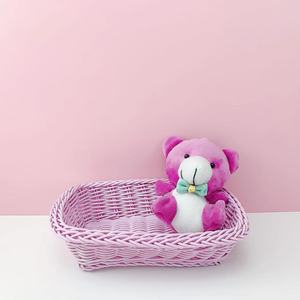 Cesto Intrecciato in Vimini a Prezzo all'Ingrosso, Ciotola per Servire Frutta, Verdura e Pane, Cesto in Rattan PP per Matrimoni e Caramelle in <span class=keywords><strong>Rosa</strong></span>, Blu e Viola - Product Image 2