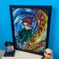 4Designs Affiche Murale Anime 3D Lenticulaire Peinture Murale Kimetsu No Yaiba Papier Peint 3D Personnalisable Autocollant Mural 3D