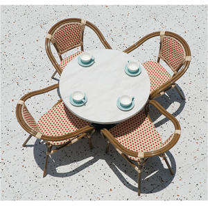 Vente en gros de meubles de chaises d'extérieur empilables en tube d'aluminium PE et rotin ensemble de chaises et de tables imperméables pour café-restaurant et jardin - Product Image 6