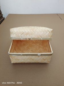 Scatole Regalo per Conservazione Alimenti, Cesto in Bambù <span class=keywords><strong>con</strong></span> Coperchio, Cesto Intrecciato, Cestini da Scrivania - Product Image 5