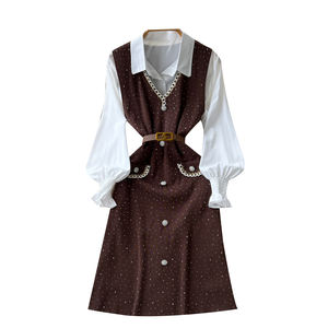 Set Kasual 2 Potong untuk Wanita Atasan Tunik Lengan Mengembang dan Setelan Slim Ropa Grosir - Product Image 5