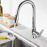 Vente en gros de robinet extractible en laiton chromé mélangeur d'évier à trois fonctions robinets de cuisine pour mitigeur d'eau chaude et froide