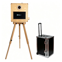 Coque de photomaton portable en bois avec écran tactile 15,6 pouces, compatible avec les appareils photo reflex numériques et les imprimantes à sublimation pour les mariages et les fêtes