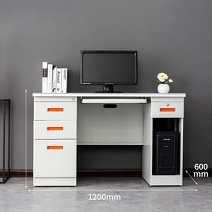 Factory Direct School Hospital <span class=keywords><strong>4</strong></span> cajones Mango rojo Engrosado Mesa de trabajo simple Escritorio de computadora de oficina de acero - Product Image 1