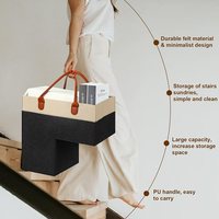 Premium Multifunktionaler Umweltfreundlicher Rechteckiger Filz-Treppenstufen-Aufbewahrungskorb Langlebiger Teppichbezogener Holztreppen-Korb Zusammenklappbar Modern