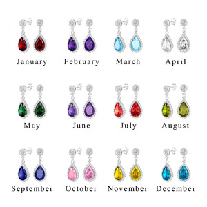 Classic Natural Aquamarine Cubic Zirconia Dangle <b>Earrings</b> <b>Silver</b> Teardrop Crystal <b>Drop</b> <b>Earrings</b> Women Wedding Fine Jewelry - Product Image 2