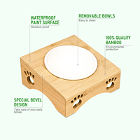 Mangeoire pour animaux de compagnie GL Luxury Elevated Raised Cat Food accessories High Non Slip Bamboo Stand Isolé Double Ceramic Dog Bowl