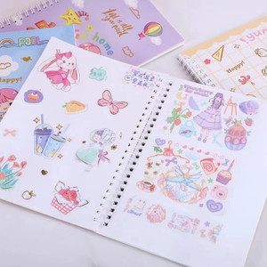 Tùy chỉnh Kawaii Dễ thương Sticker cuốn sách tái sử dụng A5/A6 xoắn ốc in Nhật ký kinh doanh với PP Bìa Sticker thu thập và quà tặng - Product Image 2
