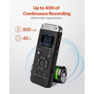 เครื่องบันทึกเสียง MP3 แบบพกพาพร้อมแม่เหล็ก บันทึกเสียงด้วยปุ่มเดียว รองรับ OTG เครื่องบันทึกเสียงดิจิตอลสำหรับการบรรยาย การประชุม แบตเตอรี่ใช้งานได้ 30 ชั่วโมง - Product Image 2