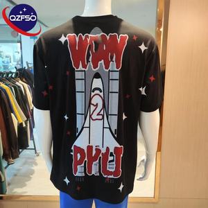 QZFSO Boxy 250 Gsm goutte épaule graphique poids lourd t-shirts recadrée coton T-shirt personnalisé Streetwear surdimensionné pour hommes - Product Image 1