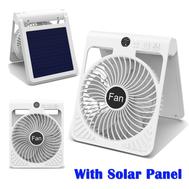 Rechargeable Foldable Solar Fan Wearable Light Outdoor RV Use Box Packaging High-Efficient Brushless Motor 2A Fast Charging