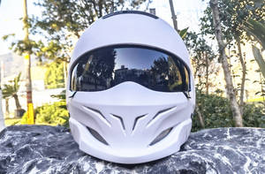 Casque <span class=keywords><strong>de</strong></span> moto intégral pour homme en ABS, anti-buée, avec masque détachable, style course, avec cornes - Product Image 5