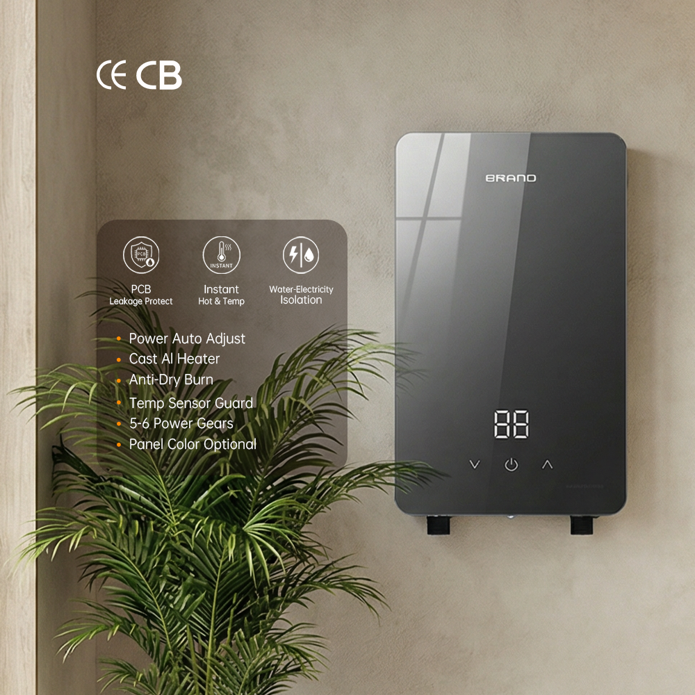 5.5kw/6kw/7KW 220V ABS Material Glass Panel Smart Constant Temperature Instant Electric Water Heater