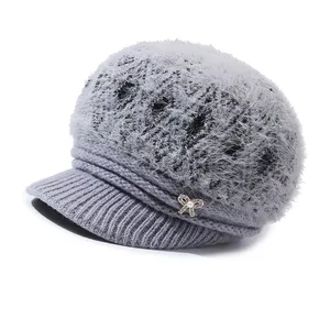 Factory Customization Women Winter Cap Keep Warm Hats For Female Casual Rabbit Fur Knitted Hat