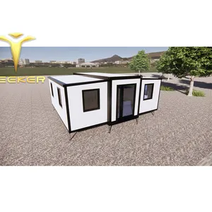 China Prefabricated Houses Hotel Movable Cottage Hut Estate Modular Living Light Steel 40ft Container House On Wheels