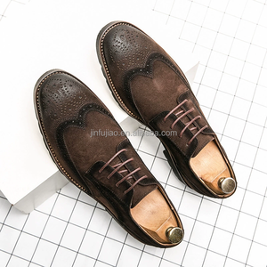 British Retro New Spring and Summer Leather Cow <strong>Suede</strong> <strong>Brogue</strong> Carved Formal Suit Business Men's Shoes Casual - Product Image 6