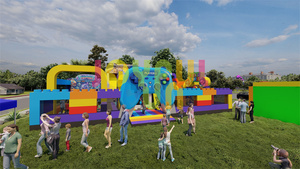 JOYFUL FUN <span class=keywords><strong>Parc</strong></span> à thème gonflable classique, aire de jeux gonflable extérieure pour enfants - Product Image 6