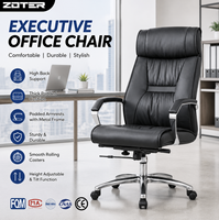 Fauteuil de bureau exécutif pivotant moderne de luxe en cuir, dossier haut, ergonomique, hauteur réglable, base cinq étoiles robuste, pour école et maison