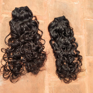 100% cheveux humains naturels bruts bouclés du Temple indien et vague naturelle bouclés paquets de cheveux humains vierges indiens naturels Genius Weft Hair - Product Image 1