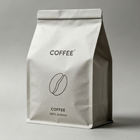 Sachet de café autoportant à fond plat en BOPP/PE avec valve de dégazage unidirectionnelle, fermeture éclair et encoche de déchirement, résistant à la chaleur et à l'humidité pour aliments