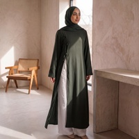 Nouvelle Tunique Longue Modeste Premium Nida 2026 avec Fente Latérale, Haut Abaya Élégant pour Femmes Musulmanes, Blouse Kaftan Traditionnelle avec Détail Nœud