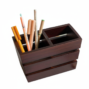 Logo personnalisé usage multiple bureau écriture organisateur stationnaire bois porte-stylo tasses bureau fournitures scolaires stockage - Product Image 1