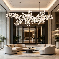 Lustre moderne en verre dépoli, luminaire suspendu LED à branches courbées sur mesure pour hall d'hôtel, escalier, éclairage commercial