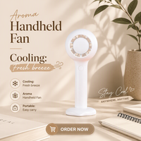 Ventilateurs électriques portables de refroidissement extérieur mini USB rechargeables personnalisés, petits, aromatiques, pour la maison, à quatre vitesses, à main