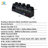 Lanceur de confettis électrique professionnel à 4 têtes, télécommande, 150W, pour scène, commande manuelle