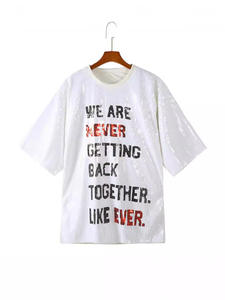 We Are Never Getting Back Jersey vestido elegante manga corta Sexy brillante pesado lentejuelas suelta Song Jersey vestido - Product Image 3