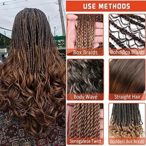 BELEZA 4 #    Extensions capillaires synthétiques noires à boucles françaises haute température pour tresses au crochet, pour femmes africaines - Offre spéciale - Product Image 5