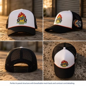 Casquette Trucker Personnalisée avec Logo Blanc Noir Léopard Argyle, Broderie 3D Équipe Motocross MX, Casquette Snapback en Maille à 6 Panneaux, Faible MOQ - Product Image 4