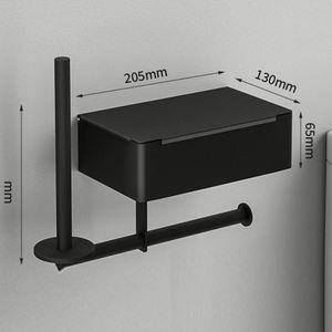 High Quality SUS304 Stainless Steel Waterproof Bathroom Black Wall Mounted Tissue Box Toilet Paper <b>Roll</b> Holder with Phone Shelf - Product Image 4