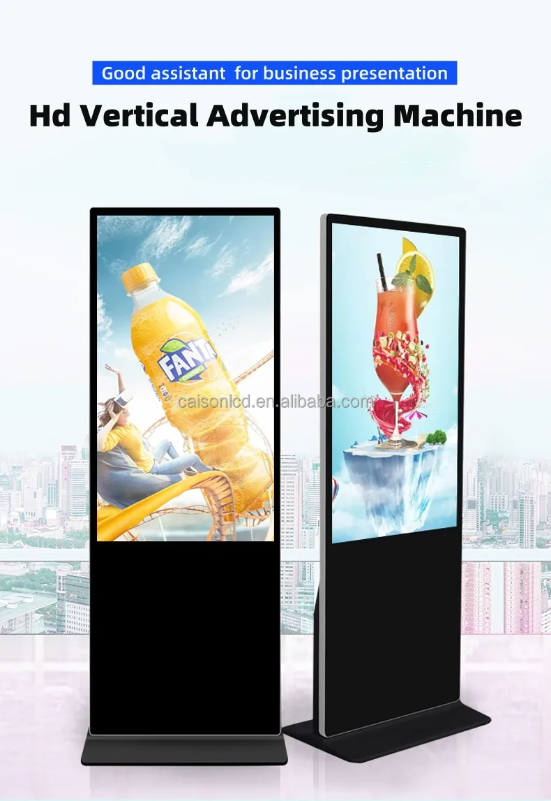 32-86 Inch Verticale Staande Mobiele High-Definition Lcd Android Netwerkspeler Met Touch Alles-In-Één Machine Display