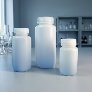 Bouteille ronde et large en HDPE Transparent avec bouchon à vis PP, ml - Product Image 3