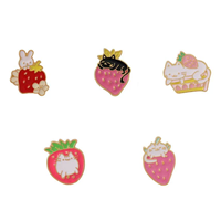 En gros, Broches en métal émaillées à motifs de dessins animés (Chat mignon, Lapin, Chat et fruits, Fraise), Adorables broches quotidiennes, Cadeau pour filles et enfants