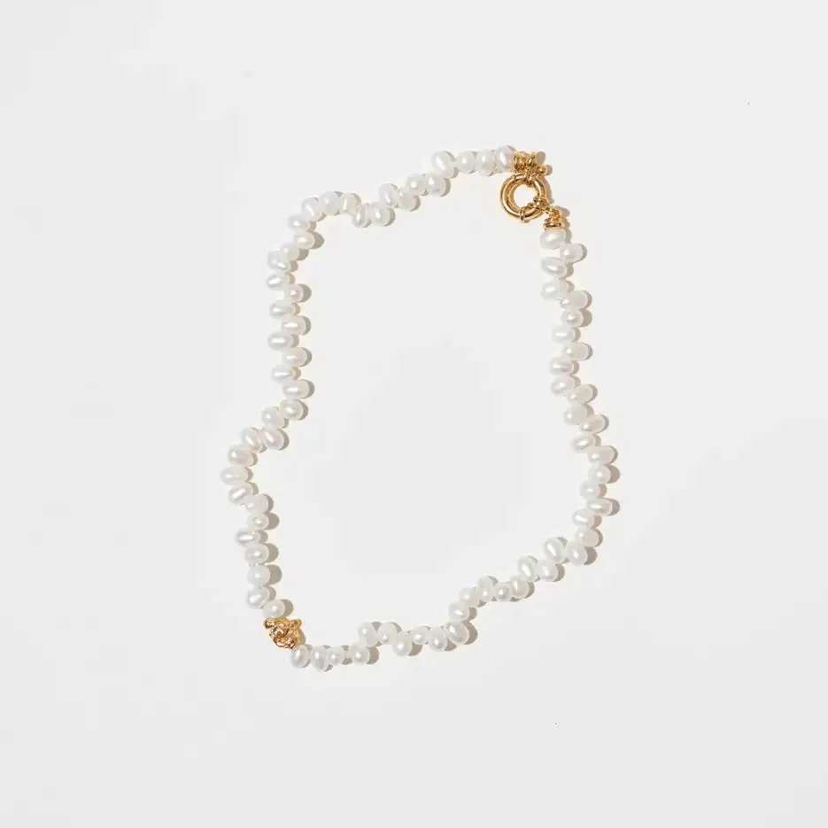 MJ Vintage alla moda classico alla moda perla di riso con perline oro placcato in acciaio inossidabile girocollo collane gioielli