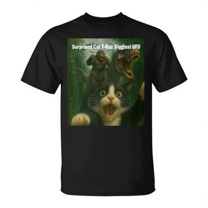 T-shirt Surprised Cat T-Rex Bigfoot Ufo, taille adulte unisexe - Product Image 2