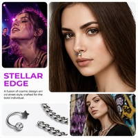 HGC Fashion ASTM F136 Titane Horseshoe AB Sheet CBR Anneau et clou de nez à filetage interne, Bijoux de piercing corporel, Barre courbée