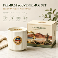 Taza de Café de Cerámica Premium Personalizada, Recuerdo del Desierto de Atacama, Taza de Porcelana con Emblema de Cactus Volcánico, a Prueba de Fugas