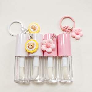 Tubes de brillant à lèvres vides de 4 ml avec porte-clés rose, en plastique rechargeable, pour emballage cosmétique personnalisé d'huile ou baume à lèvres - Product Image 4
